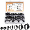 ISPINNER 60pcs Stainless Steel Adjustable 6-38mm Range Worm Gear Hose Clamps Assortment Kit for Plumbing, Automotive, Mechanical Applications (Black)