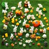 Skylety 100 Pieces Mini Rabbit Carrot Figurines Easter Bunny Carrot Figures Resin Duck Miniatures Figurines Tiny Resin Animal Figurine Micro Landscape Dollhouse Ornament for DIY Easter Bunny Garden