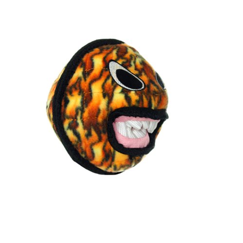 TUFFY - World's Tuffest Soft Dog Toy - Fire Alien Ball - Squeakers - Multiple Layers. Made Durable, Strong & Tough. Interactive Play (Tug, Toss & Fetch). Machine Washable & Floats