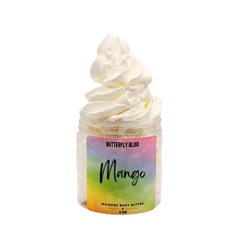 Whipped Body Butter with Mango Scent – Ultra-Hydrating Shea, Coconut & Mango Butter Cream – Vegan, Paraben-Free Moisturizer for Dry Skin – 8 oz Jar