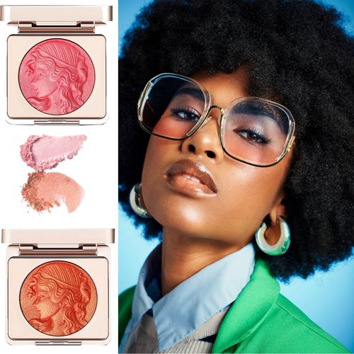 2pcs Embossed Smooth Powder Blush Palette For Cheeks,Embossed Girl Blush for Cheeks,Matte Face Powder Blush Palette,Natural Makeup (Pink+Orange)