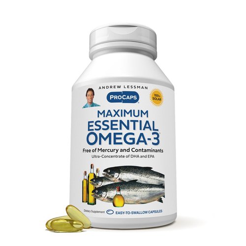 ANDREW LESSMAN Maximum Essential Omega-3 Unflavored, 180 Softgels - Ultra-Pure Omega-3 Fish Oil 1200 mg-High DHA, No Mercury Fish Oil Omega 3 Supplement-Small, Easy to Swallow Fish Oil Capsules