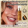 Bronze Shimmer Body Oil with Brush Kit,Waterproof Long Lasting Moisturizing Body Oil for Shimmering Skin on Any Part of The Body,Smooth Non-Sticky Summer Body Shimmer Oil for All Skin Types