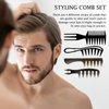 4 Pcs Hair Comb Wide Tooth Comb Styling Comb Double Side Tail Combs Afro Pick Barber Comb Hairstylist Accessories, Black, 4 Styles