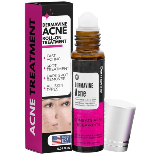 Dermavine Natural Acne Treatment – Fast-Acting Pimple Spot Treatment & Dark Spot Remover for Oily & Normal Skin, Easy to Apply, 0.34 Fl Oz