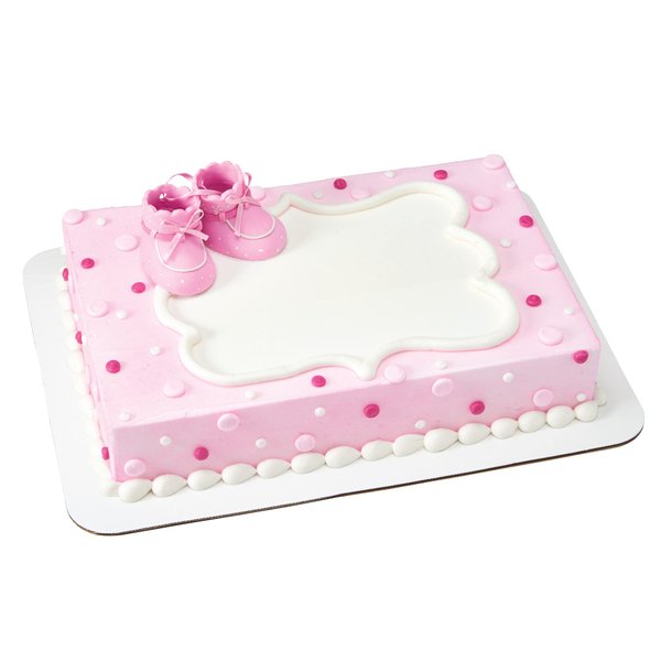 DecoSet® Pink Baby Booties Cake Decoration, 1 Piece Cake Topper, For Baby Shower, Birthday, Baby Celebration, Food Safe Molded Plastic, Post-Party Keepsake