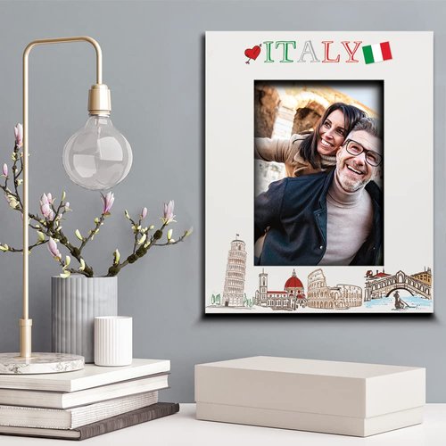 ELLA BUSTA-Italy Picture frame-Wedding, Engaged, Honeymoon, Vacation in Italy- UV Print Italy symbols Design set (5x7 Vertical)