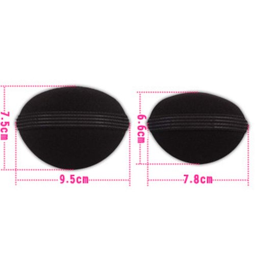 4 Pcs 2 Pairs Black Sponge Bump It Up Volume Hair Base Hair Pad Headwear Fluffy Hair Padding Insert Cushion Hairstyle Bum Maker Braid Hair Style Holder for Women Girls