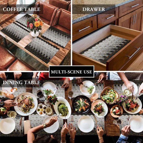 Placemat Abstract Black Gray Geometric Plaid Placemats for Dining Table Modern Art Table Mat Home Party Kitchen Table Decorations Decor Set of 6