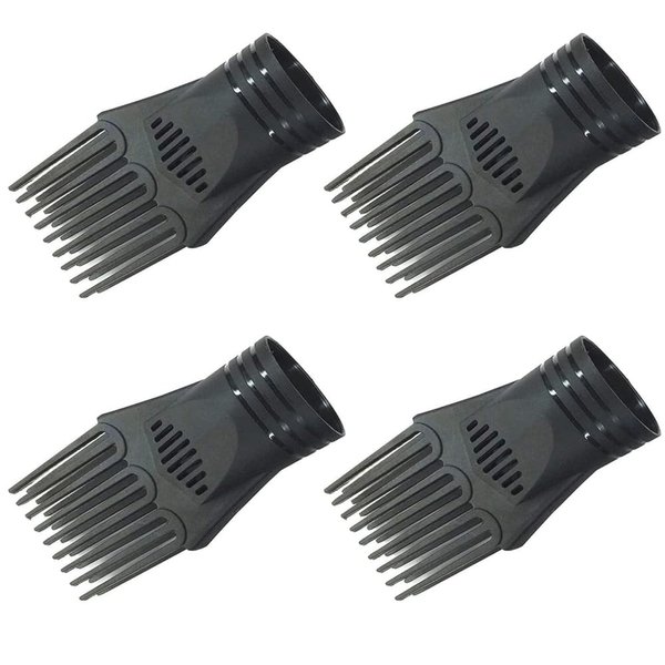 4Pcs Black Universal Hair Dryer Comb Nozzle Plastic Hairdressing Salon Blow Comb Attachment Hair Styling Tool Fashion Salon Tool for Straightening Detangling Fine Curly Natural Hair Hair Combs