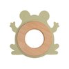 Pearhead Frog Wooden Baby Teether, Natural Wooden Teething Toy for Babies 0+ Months, Silicone Chewable Baby Teether, PVC-Free and Phthalate-Free, Safe and Gentle