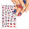 8 Sheets 4th of July Nail Art Stickers Decals Red White Blue Designs USA Independence Day Patriotic Nail Stickers 3D Self-Adhesive American Flag Flame Heart Star Nail Decals Supplies for Women