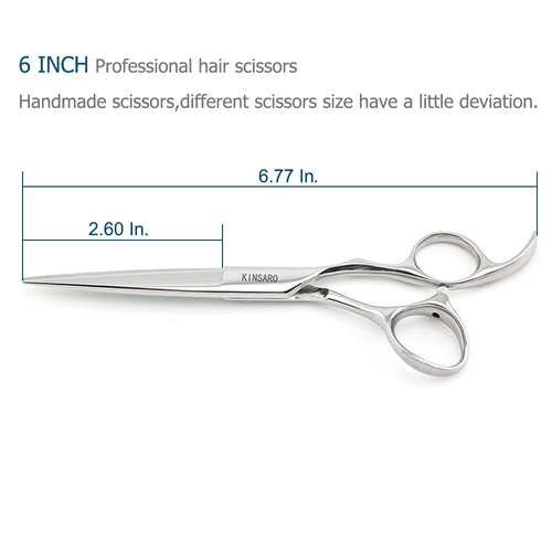 Professional Hair Shears 6" Silvery Blind Hole Sharp Hair Scissors Hair Cutting Scissors Barber Scissors Barber Shears Haircut Scissors Convex Edge 440C KINSARO