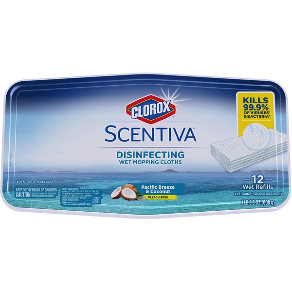 Clorox Disinfecting Wipes Clorox Scentiva Disinfecting Wet Mopping Pad Refills For Floor Cleaning, Pacific Breeze & Coconut, 12 Count
