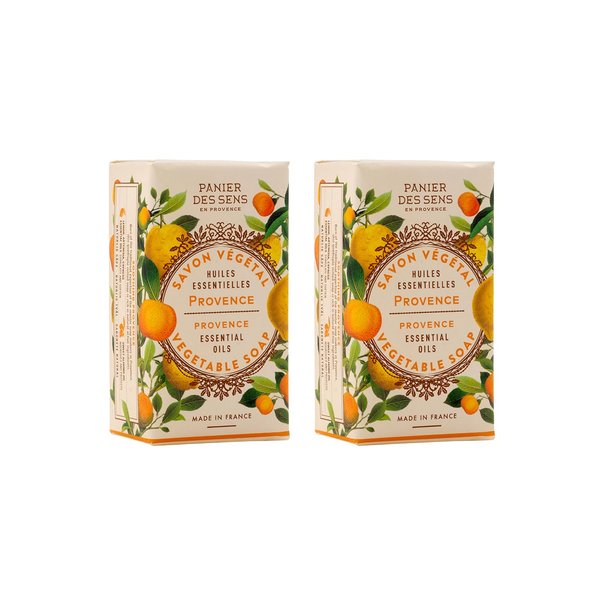Panier des Sens - Provence Bar Soap - Moisturizing Gentle Scented Soap Bar - Natural Soap with Sweet Almond - 97% Natural Ingredients Made in France - Vegan Friendly - Body & Hand Soap Bars 2x5.3 oz