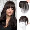MORICA Bangs Hair Clip, 360° 3D Cover Clip in Bangs 100% Real Human Hair Toppers with Bangs，Hair pieces Clip on Bangs for Women Fake Bangs for Daily Wear (Brown Black, 5×7 3D Bangs)