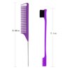 Hair Styling Comb Set 6 PCS, Teasing Hair Brush, Rat Tail Comb Edge Brush, Hair Tail Tools for Women Girls Kids Braiding Backcombing Styling (Purple)