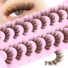 Brown Lashes Natural Look False Eyelashes Faux Mink 6D Wispy Fluffy Eye Lashes DD Curl Fake Eyelashes 9 Pairs Pack