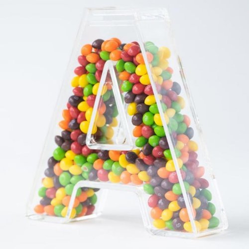 Fillable Alphabet Acrylic Tray Acrylic Alphabet Candy Jar Reusable Party Deli Jar Magnetic Lid Design 10in Sealed Acrylic Box (A)