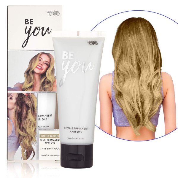Semi-Permanent Butter Blonde Hair Dye - Vibrant 2.36 Oz. Tubes Temporary Hair Color - Ammonia and Peroxide Free -Vegan and 100% Cruelty-Free Toner - Lasts for 7-15 Shampoos - by Splashes and Spills