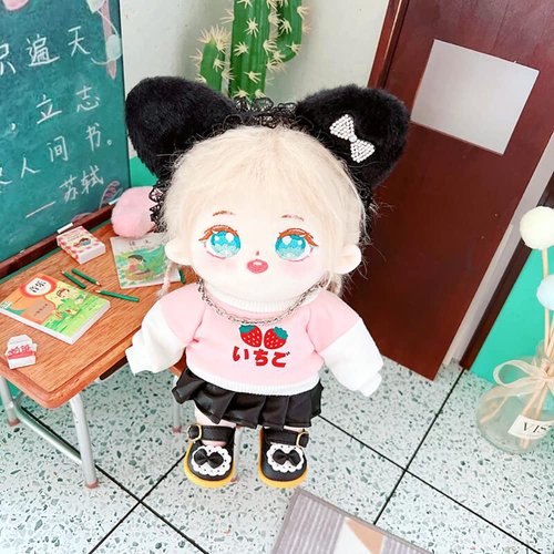 niannyyhouse 20cm Plush Doll Clothes Loose Long Sleeve Sweatshirt Accessories Kpop Doll Dressup (Pink)