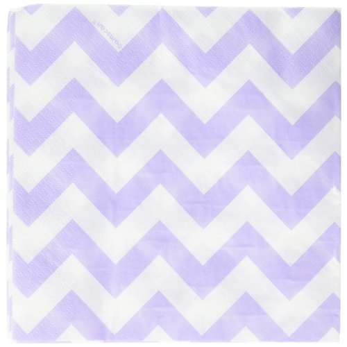 Party Perfect Disposable Chevron Print Luncheon Napkins Tableware, 16 Pieces, Made from Paper, Lavender by Amscan