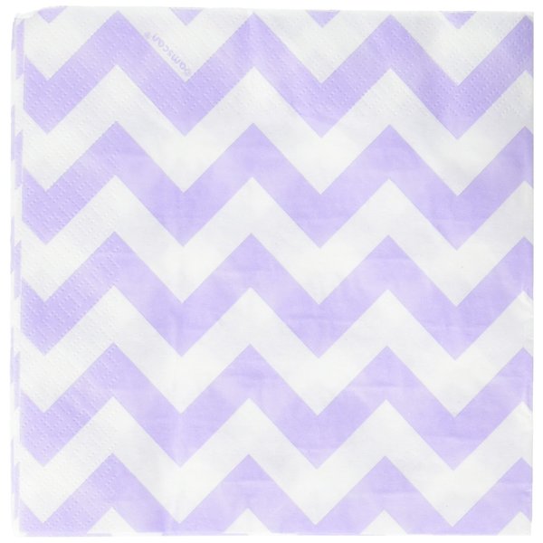 Party Perfect Disposable Chevron Print Luncheon Napkins Tableware, 16 Pieces, Made from Paper, Lavender by Amscan