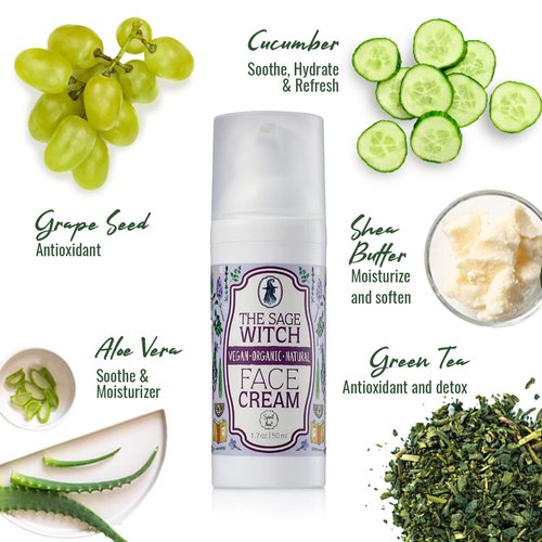 Spirit Nest All Natural Face Cream Anti-Aging Non-Greasy Formula With Green Tea Vegan Organic Wrinkle Moisturizer For Dry Skin For Women and Men - The Sage Witch