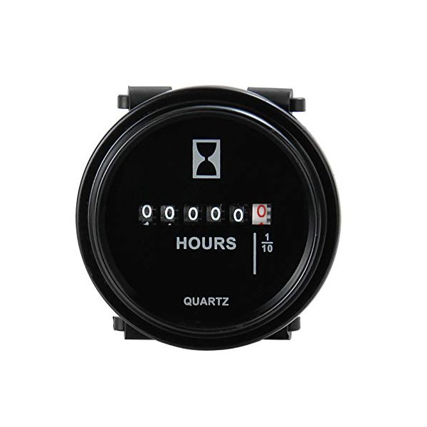 Mechanical Round Hour Meter AC DC 12V 24V 36V 48V 60V 72V Quartz Hour Meter for Marine Engine Truck Snowmobile Boat Generators Tractor Lawn Mower Golf Carts Forklift