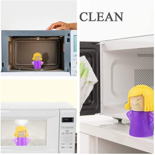 Angry Mama Microwave Cleaner Easily Crud in Minutes .Steam Cleans and Disinfects with Vinegar and Water for Kitchen Christmas Gifts (1pcs-Purple)