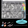 500Pcs Almond Nails Full Cover Clear Acrylic Nail Tips with 10Pcs Nail Glue for DIY Nail Art