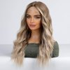 HAIRCUBE Long Ombre Blonde Lace Front Wigs for Women,Natural Wavy Middle Parting Synthetic Wigs Lace Wigs…