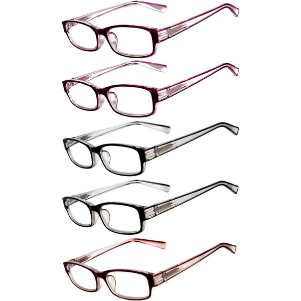Readers 5 Pack Reading Glasses Ladies Spring Hinge lens +2.5