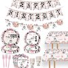80 Pcs Holy Cow I'm One Girls Birthday Decorations Moo Moo I'm One Paper Dinner Plates Napkins Forks Dinnerware for Farm Animals Cow Themed Girls Baby Shower 1st Bday Party Supplies