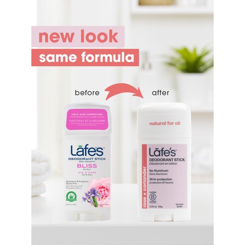 Lafe's Natural Deodorant | 2.25oz Aluminum Free Natural Deodorant Stick for Women & Men | Paraben Free & Baking Soda Free with 24-Hour Protection (Rose & Coriander, 2.25 Ounce (2-Pack))