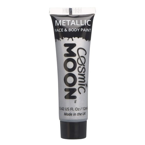 Cosmic Moon - Metallic Face Paint makeup for the Face & Body - 0.40fl oz - Create mesmerising metallic face paint designs! - Silver