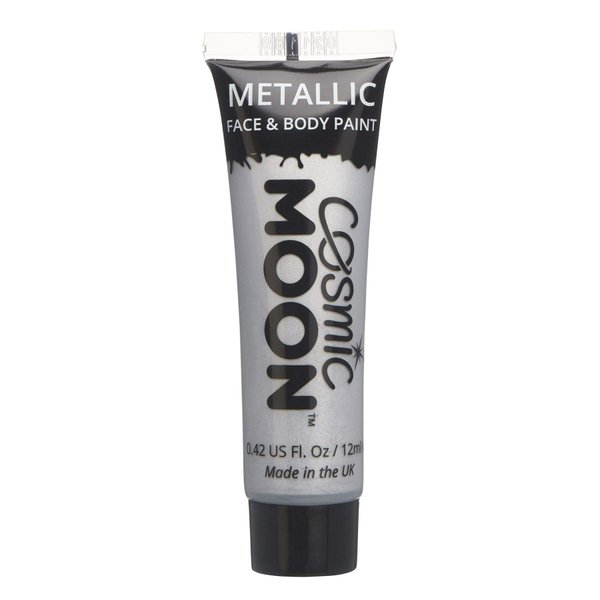 Cosmic Moon - Metallic Face Paint makeup for the Face & Body - 0.40fl oz - Create mesmerising metallic face paint designs! - Silver