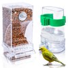 Hamiledyi No Mess Bird Feeders Automatic Parrot Feeder Drinker Acrylic Seed Food Container Parakeet Water Dispenser Cage Accessories for Lovebirds Budgies Canary Finch