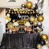 Black and Gold Happy Birthday Backdrop Banner for Women Men Birthday Party Backdrop, Classic Car Happy Birthday Sign Party Decorations Supplies (10X8FT, Polyester)