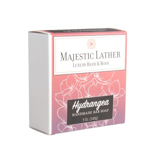 Majestic Lather Hydrangea Luxury Handmade Bar Soap for Face & Body. Gentle Cleansing, Moisturizing & Nourishing - Shea Butter & Natural Oils. Cold Process. For All Skin Types.5.0 Oz.