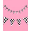 xo, Fetti Checkered Black and Iridescent Party Decorations Flag Banner - Set of 4, 32 Ft | Bachelorette Party Disco Garland, Monster Truck Birthday Party Supplies, Racecar Kids Decor