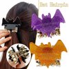 3 Pcs Halloween Hair Claw Clips, Glitter Purple Gold Black Bat Shape Hair Clips, Goth Bat Design Cute Halloween Hair Accessories 3Pcs Funny Ponytail Clip Hair Decorations