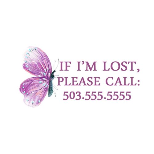 Custom Child Safty If Lost Call Tattoos Sticker - Butterfly Temporary Tattoos Kids - Personalized Fake Tattoo with Phone number for Child Girl - 15 Tattoos