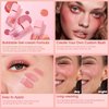 Vtrem Liquid Blush Stick for Eyes Lips Cheeks Face 3-in-1 Makeup Face Blush 3 Colors Matte Makeup Wand Contouring Natural 15ml Waterproof Sweatproof Blusher Sticks with Cushion Applicator