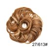 Messy Rose Bun Hair Piece Synthetic Hair Scrunchies Extension Curly Wavy With Elastic Rubber Band Hair Extensions Updo Hairpieces for Women Girls(27/613# Strawberry Blonde&Light Bleach Blonde)