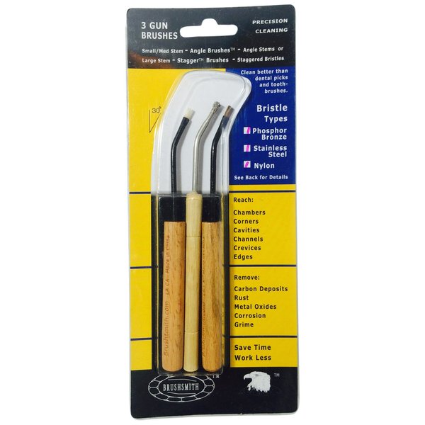BoreSmith Angle Brushes, Utility Brushes, Medium Stems, 3-Pack