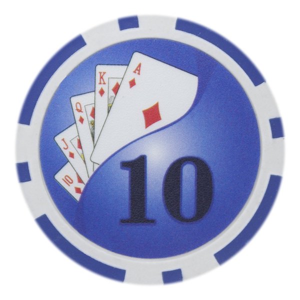 Brybelly Yin Yang Poker Chip Heavyweight 14-Gram Clay Composite – Pack of 50 ($10 Blue)