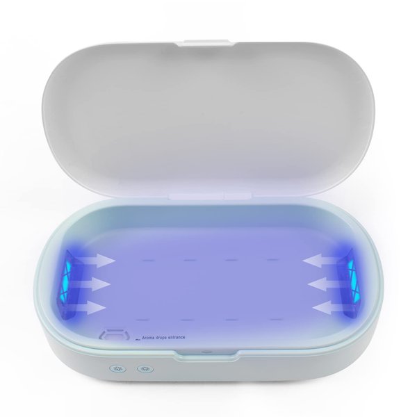 UV Light Sanitizer Box UVC Sterilizer for Phone Ultraviolet Clean 99.99% for Toothbrush Jewelry Glasses Nail Tools Keys Aromatherapy (White)