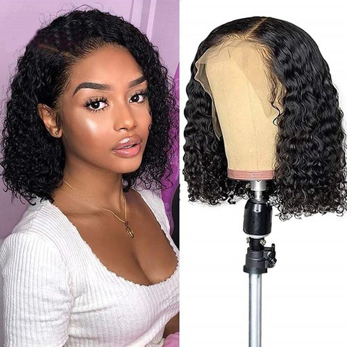 Cocoarm 14 Inch Short Curly Bob Wigs Human Hair 150% Density Wigs For Black Women With (1)