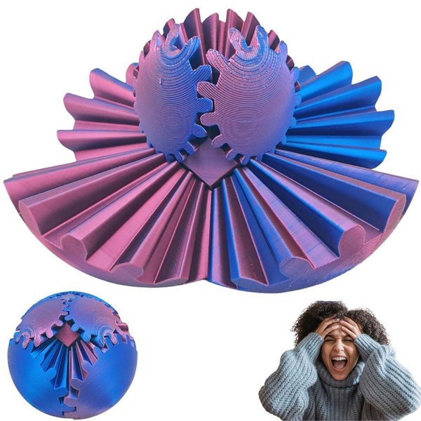 Gear Ball 3D Printed Gear Ball Spin Ball OR Cube Fidget Toy, Gear Sphere, Relieves Stress Anxiety Fidget Toys for ensory Needs and Autism, Gear Ball Fidget Toy